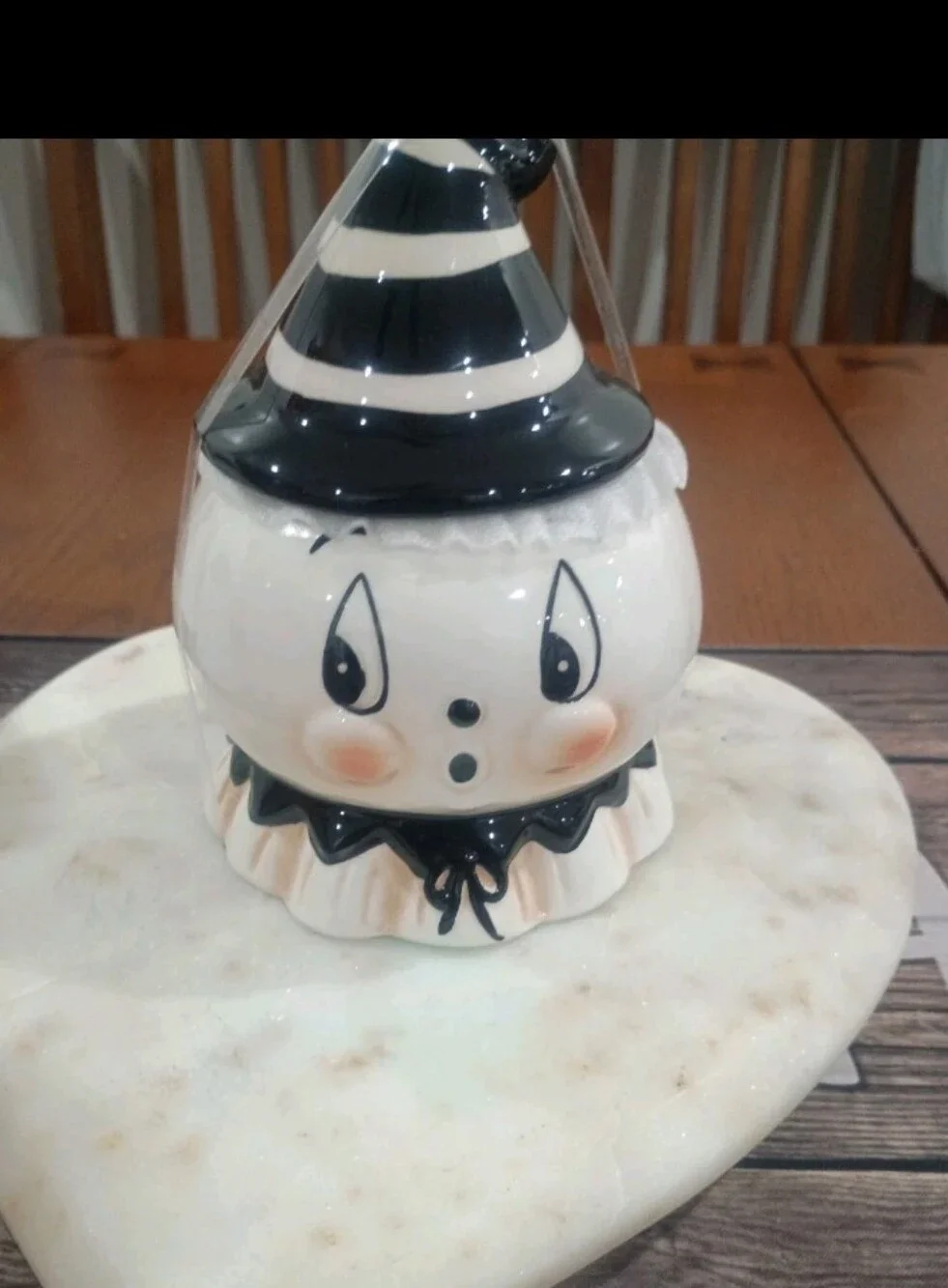 Johanna Parker Halloween Gus Ghost Critter Bowl Mini Canister Jar BlackWhite Hat